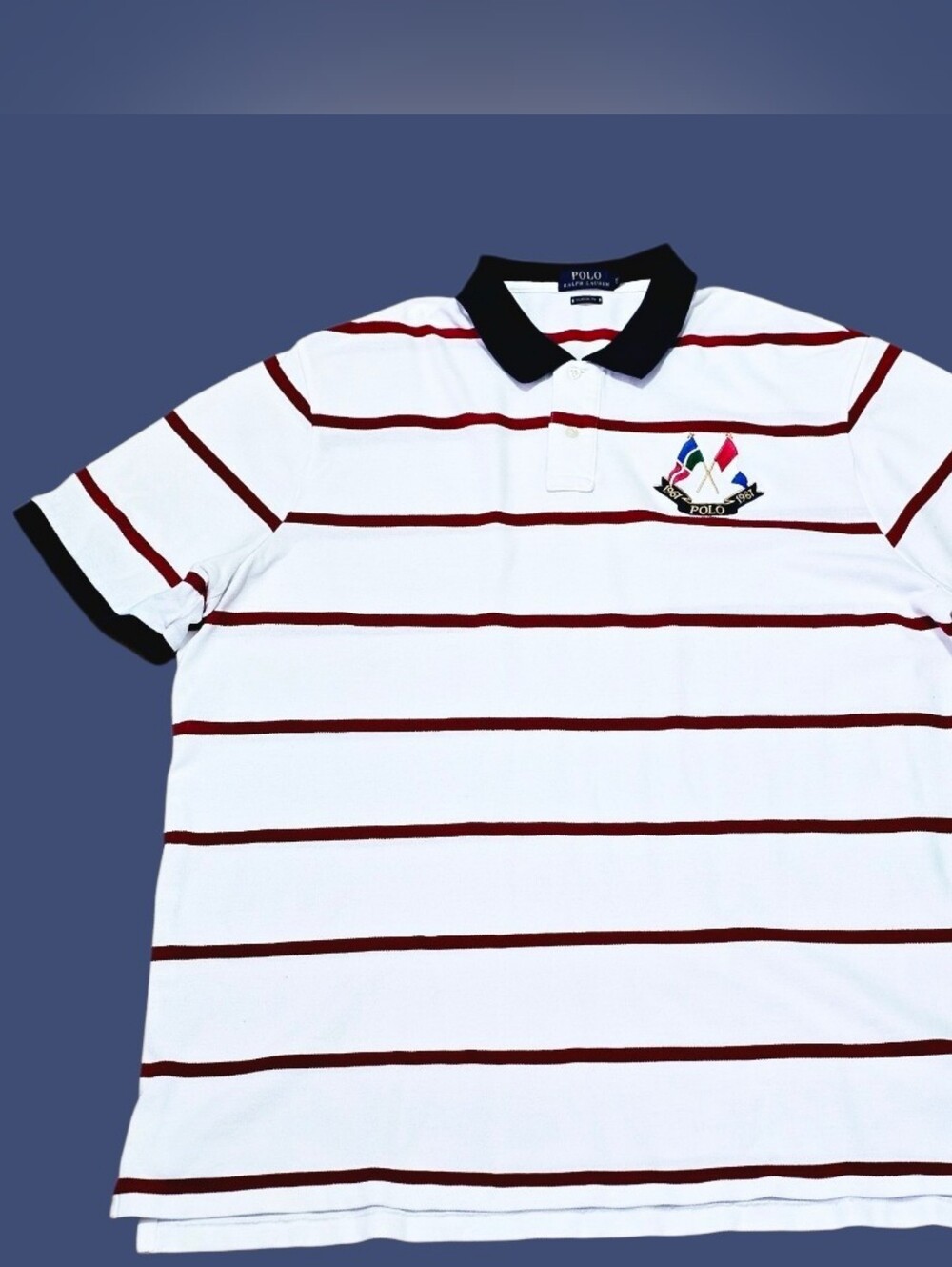 Ralph Lauren White Polo Cross Flags Shirt